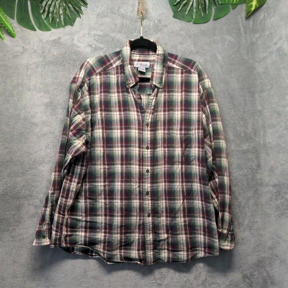 🍑Sunriver Men Shirt Winter Button-Down Pocket Casual Plaid XL